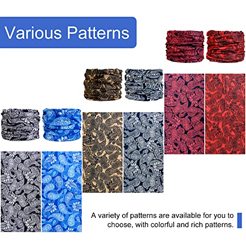 6 Pack Neck Gaiter Elastic Balaclavas Face Mask Versatile Bandana for Men Women - color: Paisley 6 Pack