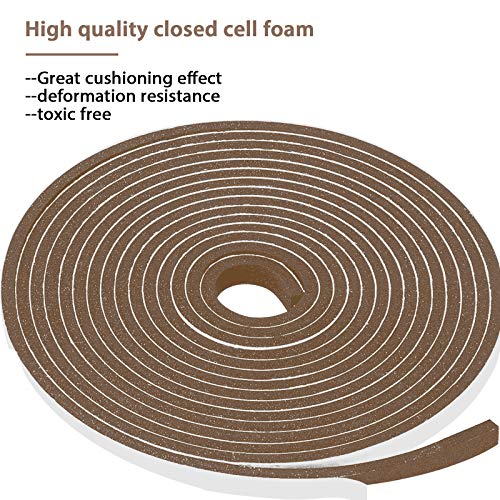 Foam Weather Stripping-4 Rolls, 1/2 Inch Wide X 1/8 Inch Thick Total 52 Feet Long, Brown Foam Insulation Soundproofing Sealing Tape for Doors and Windows(13 ft x 4 Rolls)