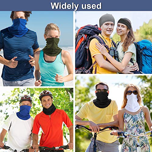 Geyoga Neck Gaiter Bandana Face Mask Summer UV Protection Cooling Breathable Face Mask Neck Scarf Balaclava for Men Women - color: Green, Gray, Black, Riyal Blue, White, Dark Gray