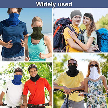 Geyoga Neck Gaiter Bandana Face Mask Summer UV Protection Cooling Breathable Face Mask Neck Scarf Balaclava for Men Women - color: Green, Gray, Black, Riyal Blue, White, Dark Gray
