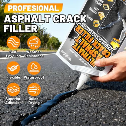 Asphalt Crack Filler, 8LB High Elasticity Cement Crack Filler, Self Leveling Waterproof Repair Sealant for Driveway, Walkway, Blacktop Concrete Joint, Outdoor Quick Drying Sealer - Black - style: 6pcs, 8LB