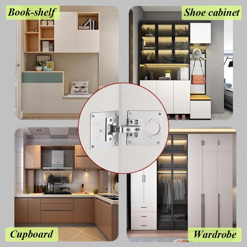 9x9cm Hinge Repair Plate, 8X Cabinet Hinges Replacement Mending Plates with 48pcs Screws, Flat Stainless Steel Kitchen Furniture Cupboard Wardrobe Door Fixing Mount Drawer Bracket with Holes - color: 8pcs 9x9cm