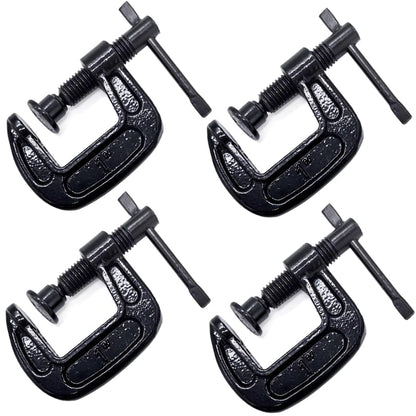 1-Inch C-Clamp Set, Heavy-Duty Cast Iron C-Clamps with 0.8-Inch Throat for Woodworking, Welding, and Building(4Pcs) - color: Black