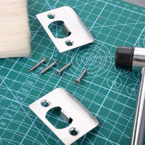 4 Pcs Door Striker Plates Door Latch Plate Stainless Steel Strike Plates for Interior Doors Frame Repair Kit Doors Latch Restorer for Home Office Frame Repair