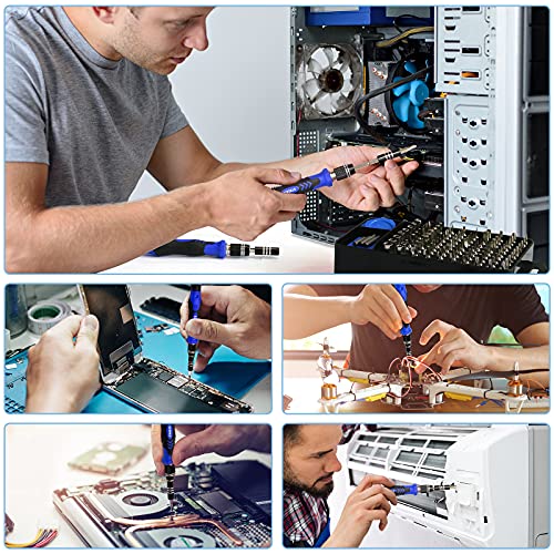 STREBITO Precision Magnetic Screwdriver Set 124-Piece Electronics Tool Kit with 101 Bits, for Computer, Laptop, Cell Phone, PC, MacBook, iPhone, PS4, PS5, Xbox Repair - color: Blue