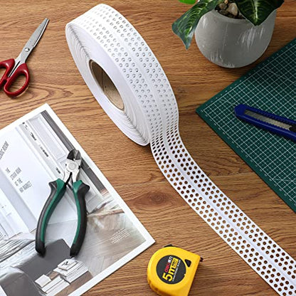 Kingdder Drywall Joint Tape 2" x 132' PVC Multipurpose Self Adhesive Joint Tape Drywall Corner Line Wall Crack Self Adhesive and Patch for Inside and Outside Corner Bead, Ceiling Wall Crack Filling