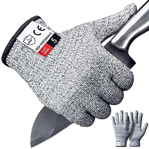 2PCS Cut Resistant Gloves, Cutting Gloves Level 5 Protection for Kitchen - size: Large, style: Original