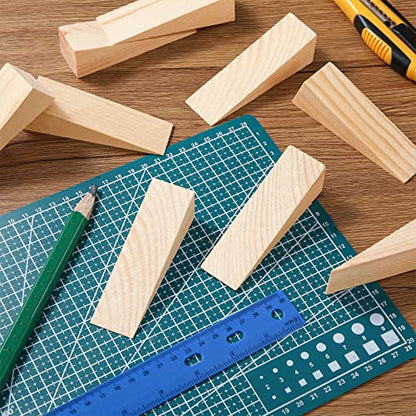 Treela Wooden Wedges for Chair Caning Supplies Wood Wedge Non Slip Wood Door Wedge Tool Triangle Block for Chair Caning Door Stop, 3.94 x 1.18 x 1.18 Inch(10 Pieces)