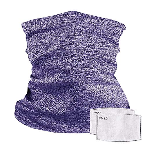 Reusable Neck Gaiter with Filter Insert, Fashionable Cooling Face Covering Bandanas for Men/Women - color: Purple