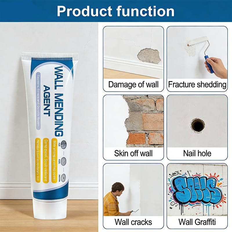 Wall Repair Paste Tube | Drywall Patch Repair Kit for Holes & Cracks | Nail Hole Filler & Filler for Aluminum, Metal, Wallboard, Plasterboard | Easy to Use Drywall Filler & Repair Agent (1) - color: 1