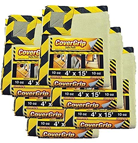 Heavy Duty Safe Path 10 Oz Canvas Safety Drop Cloth, 4' x 15', (Pack of 6) - size: 4' x 15'