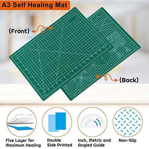 anezus Self Healing Sewing Mat, 12inch x 18inch Rotary Cutting Mat Double Sided 5-Ply Craft Cutting Board for Sewing Crafts Hobby Fabric Precision Scrapbooking Project - size: 17.8"L x 11.9"W