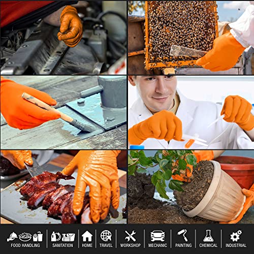 Dura-Gold Duratection 8 Mil Orange Super Duty Diamond Textured Nitrile Disposable Gloves - size: Medium