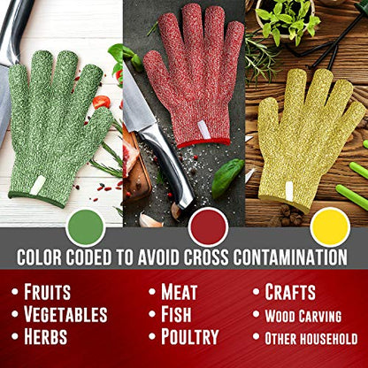 TruChef Cut Resistant Gloves – Level 5 Anti-Cut Protection, Durable, Breathable, Machine Washable Safety Gloves (Pack of 3) - size: Large (Pack of 3)