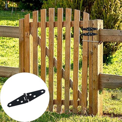 6Pcs 2-Inch Heavy Duty Iron Strap Hinges, Matte Black Gate Tee Hinges for Shed, Fence, Cabinet, Wood Gate Applications with Mounting Screws - size: 2 Inch