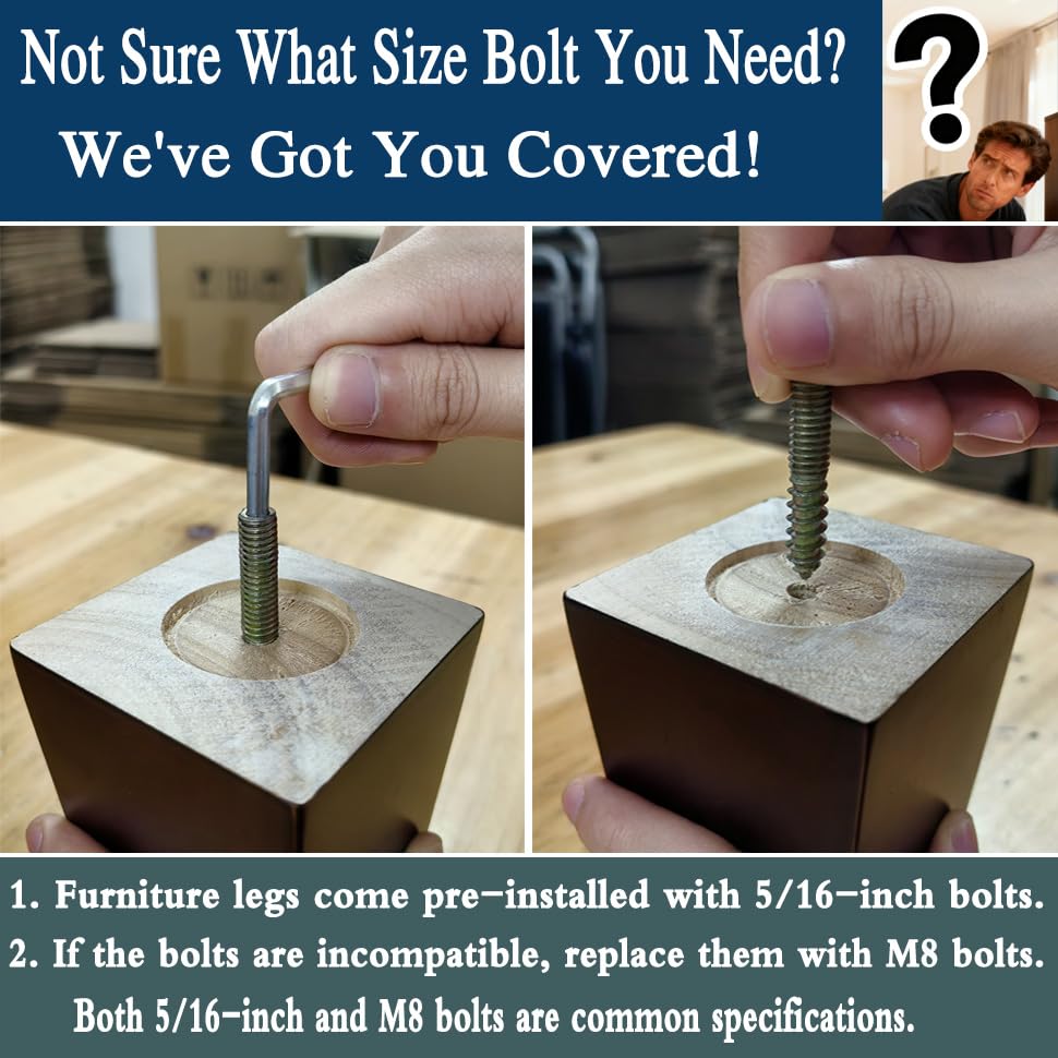 SHANJUE Wood Furniture Legs 3 Inch Set of 4, Square Brown Couch Legs Replacement, Mid Century Modern Sofa Legs with Anti Slip Couch Feet Pads for Dresser, Recliner and Coffee Table - size: 3 inches