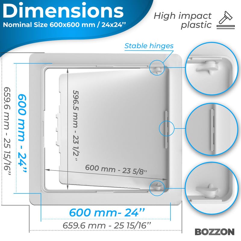 Access Panel for Drywall - 24x24 inch - Wall Hole Cover - Access Door - Plumbing Access Panel for Drywall - Heavy Durable Plastic White - size: 24 x 24