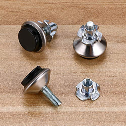 OwnMy M6 Adjustable Swivel Leveling Feet 12 PCS Heavy Duty Furniture Table Legs Swivel Leveler Feets with T-Nut, Swivel Heavy Duty Leveling Legs for Workbench, DIY Projects
