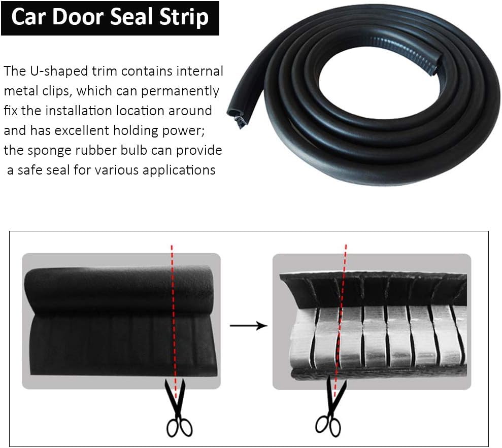 Automotive Door Rubber Seal Strip Trim Seal with Side Bulb for Cars,Trucks, Boats, RVs and Home Applications, Car Door Weather Striping (40Ft) - size: 40Ft