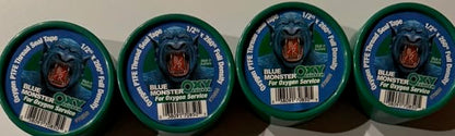 Four Pack - 70850 Blue Monster for Oxygen 1/2" x 260" Green PTFE Thread Seal Tape Blue Monster for Oxygen Service Oxy Clutch Full Density