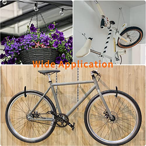 Febwind 4 Pack Heavy Duty Bike Hooks - Screw in Bike Hangers for Garage Ceiling and Wall - Bicycle Storage and Hanging Wall Mount Hanger Black