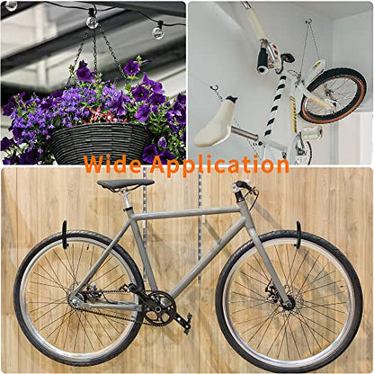 Febwind 4 Pack Heavy Duty Bike Hooks - Screw in Bike Hangers for Garage Ceiling and Wall - Bicycle Storage and Hanging Wall Mount Hanger Black