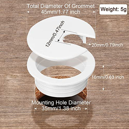 4 Packs Desk Grommet, 1-3/8 Inch 35 mm Plastic Desk Cord Cable Hole Cover Grommet for Computer Table Wire Organizer for Home and Office PC Desktop Management