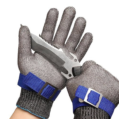 Schwer SlicePro ANSI A9 Cut Resistant Glove PR1706, Stainless Steel Mesh Metal Glove, Food Grade for Kitchen Cooking, Butcher Meat Cutting, Oyster Shucking, Mandoline, Fishing, (M, 1 Pair) - size: Medium (Pack of 2), style: 1.0 Steel Wire