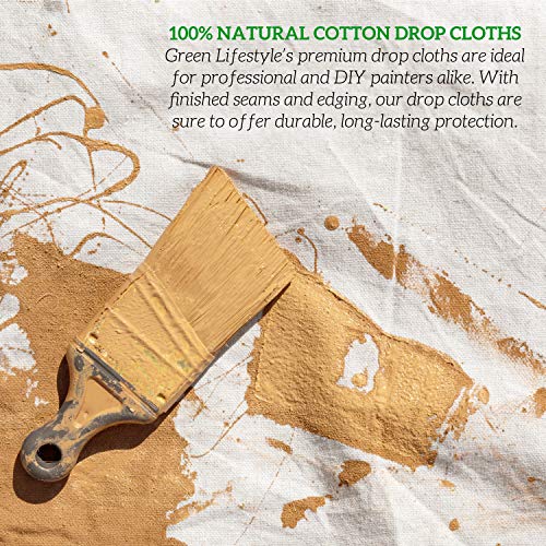 GREEN LIFESTYLE All Purpose Canvas Drop Cloths - Drop Cloth for Painting, Floor Cover, Heavy Duty Protection for Furniture & Surfaces, Reusable Painters Canvas Tarp for Renovation & Home (4x5) - size: 1 Pack - 4x5