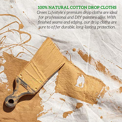 GREEN LIFESTYLE All Purpose Canvas Drop Cloths - Drop Cloth for Painting, Floor Cover, Heavy Duty Protection for Furniture & Surfaces, Reusable Painters Canvas Tarp for Renovation & Home (2 PACK 9x12) - size: 2 Pack - 9x12