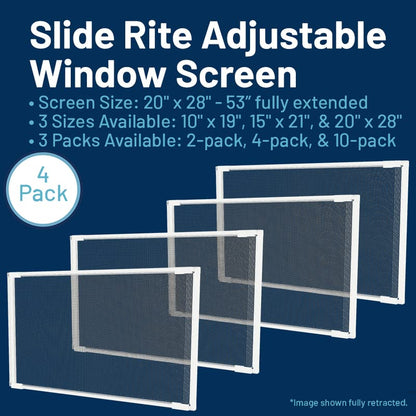 Adjustable & Expandable Window Screen 28" - 53" x 20" (4-Pack) Pre-Framed Window Screen - size: 28" - 53" x 20" (4-pack)