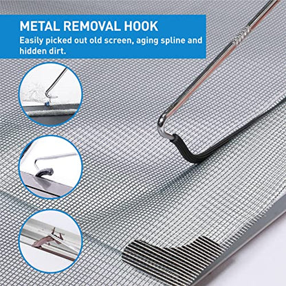 Window Screen and Screen Repair Kit, 36" x 90" Black Fiberglass Screen Mesh with 5 in 1 Screen Tool