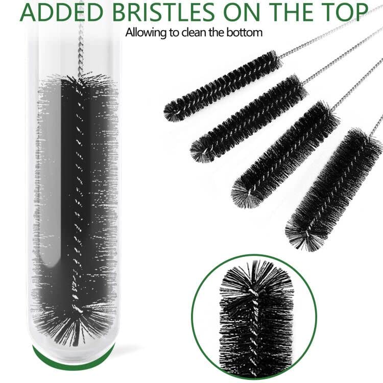 CiaraQ Bottle Cleaning Brushes, 9.8 Inch Nylon Tube Brush Set, Cleaner for Narrow Neck Bottles Cups with Hook, Set of 10pcs - color: Black, size: 9.8 Inch (10pcs)