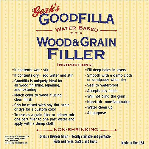 Goodfilla Ash, 8 oz, Wood and Grain Filler, Stainable, Tintable, Sandable, Zero Waste, Non-Toxic, USA Made - color: Ash, size: 8 oz