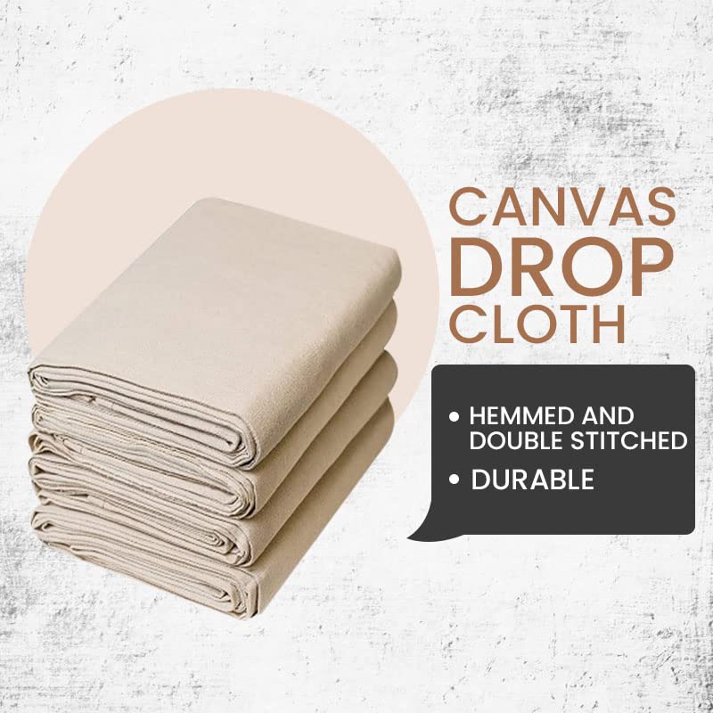 Canvas Painters Drop Cloth (Size 6 x 9 Feet - Pack of 1) - Pure Cotton Paint Drop Cloth for Painting, Curtains, Furniture & Floor Protection - All Purpose Thick Canvas tarp with Double Stitched Edges - size: 6' x 9' - Pack of 1