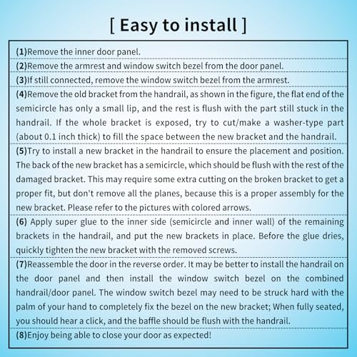Driver Door Armrest Pull Handle Bracket Compatible with GM Chevy Silverado GMC Sierra Yukon Suburban Tahoe（99-06）, Door Arm Rest Switch Panel Repair Kit Replace GMT800 GMT820 GMT830 Door Panel Armrest