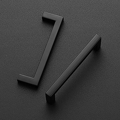 Ravinte 3 Pack Solid 3-3/4 Inch Center to Center Slim Square Bar Drawer Handles Cabinet Hardware - Matte Black Kitchen Pulls - size: Flat Black 3-3/4'' Hole Center