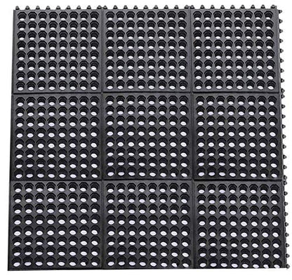 Yesland Anti-Fatigue Rubber Matting, 36 x 36 x 1/2 Inches, Black Dura Chef Anti-Slip Kitchen Mat for Restaurant Bar Floor, Bath Mat for Wet Areas, Garage, Garden Use