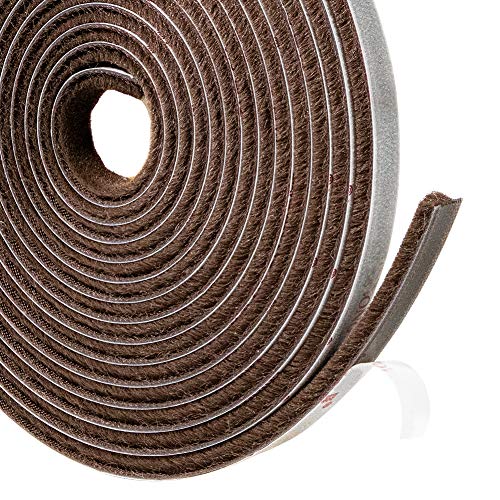 TORRAMI Brush Weather Stripping Adhesive for Window and Door 11/32 inch x 3/16 inch x 16 ft, Windproof Dustproof Energy-Efficient Weather Seal, Brown - color: Brown, size: 11/32 inch x 3/16 inch x 16 ft