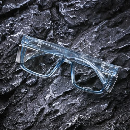 ANSI Z87 Safety Glasses, Photochromic UV400 Blue Light Blocking, Impact Resistant Work Glasses for Construction - color: Clear Blue