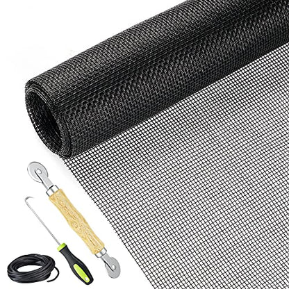 Fiberglass Screen Repair Kit, Black, 48" x 110", Easy to Install, Up to 5 Years Lifespan, Wide Application - color: Black, size: 48" x 110"