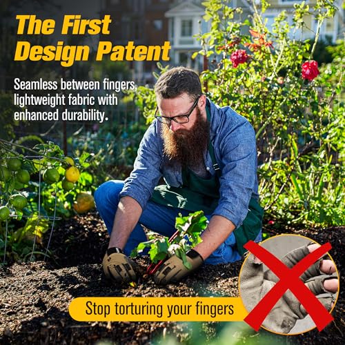 Nimble Control Work Gloves - 100% Tactile Feel,Patented Wrap-Finger Fit,Knuckle Touchscreen,Impact Protection - Mechanic,Shooting,Driving,Patrol,Garden. - color: Khaki+Blue, size: Large