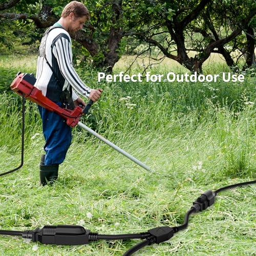 2 Way Power Cord Splitter Cable 10 Ft-3 Prong 1 to 2 Extension Cord-Outlet Saver-Elecan Male to Female Y Splitter Power Extension Cable Strip–UL Certified SJTW 16 Gauge 13 A/125 V–Black - size: 10 FT