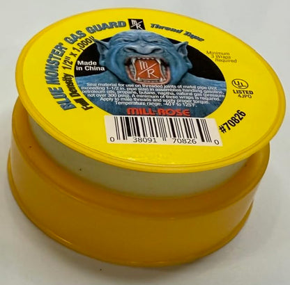 Three Pack - 1/2" Gas Guard PTFE Thread Seal Tape, Yellow, 1/2 Inch x 260 Inch PTFE Gas Line Thread Tape, 70826 Gas, Propane, and Butane Thread sealant Tape Yellow Gas Sealant Tape for Plumbing