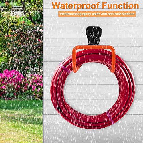 PeoMev Garden Hose Holder Wall Mount Heavy Duty Garden Hose Hanger Free Standing Metal Hose Rack for Outside Yard and Garage - color: Orange