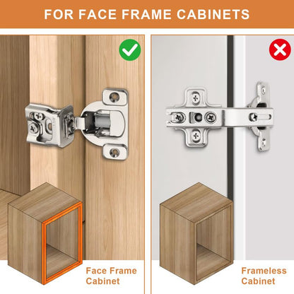 Probrico 1 Pair -2 Pcs 1-1/4 Inch Overlay Cabinet Hinges, Stainless Steel Soft Close Face Frame Hinges for Kitchen, Concealed Self-Closing Door Hinges - size: 1-1/4 Inch