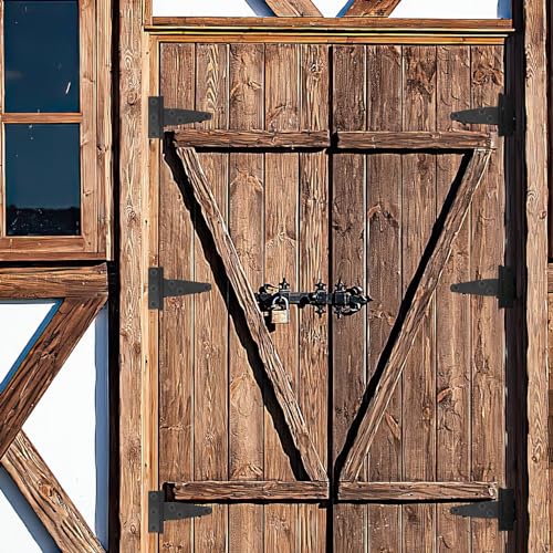 6 Pack 2 Inch T Strap Hinges, Shed Door Gate Hinges, Heavy Duty Black Outdoor Tee Hinge for Wooden Fences, Barn Door Gates Hinge for Shed Door Hardware - size: 2 Inch