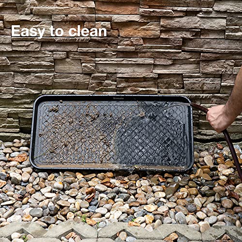 All Weather Boot Tray, 2 Pack Water Resistant Plastic, Multi-Purpose for Shoes, Pet Feeding Trays, Garden-Mudroom Entryway, Garage, Indoor or Outdoor - Medium, 24"x16" - (Black) - style: 2 pack - 24 x 16