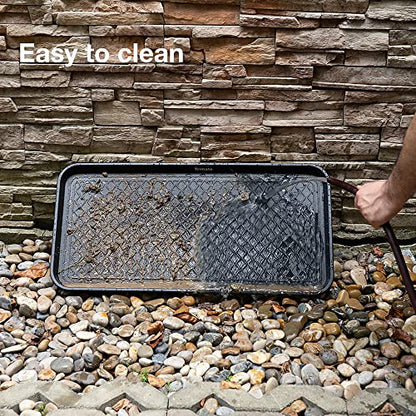 All Weather Boot Tray, 2 Pack Water Resistant Plastic, Multi-Purpose for Shoes, Pet Feeding Trays, Garden-Mudroom Entryway, Garage, Indoor or Outdoor - Medium, 24"x16" - (Black) - style: 2 pack - 24 x 16
