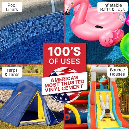 [4 oz] Vinyl Cement Glue - Super Glue for Inflatables - Waterproof, Fast-Setting, Flexible Bond for Pool Liners, Vinyl Fabrics, Tent, and Tarps - size: 4 oz